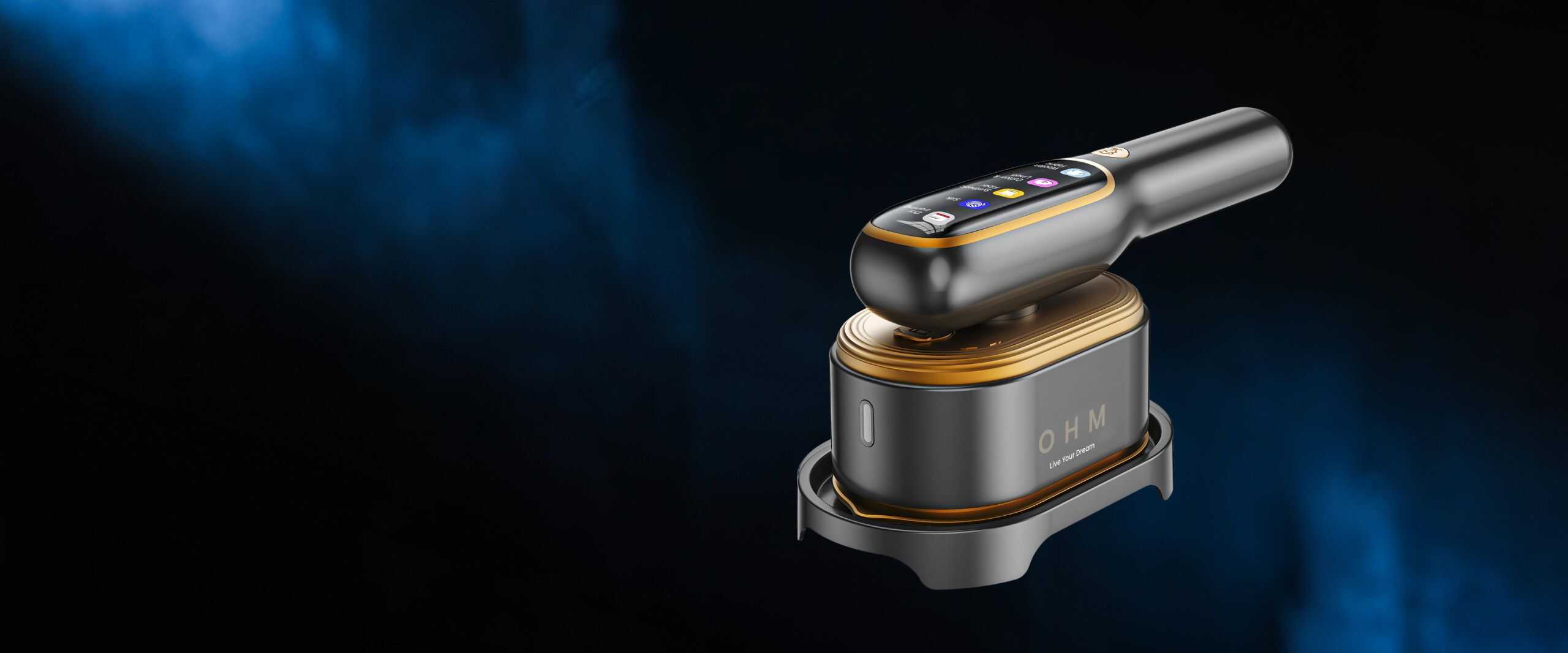 Portable massage gun for muscle relief and stress reduction.