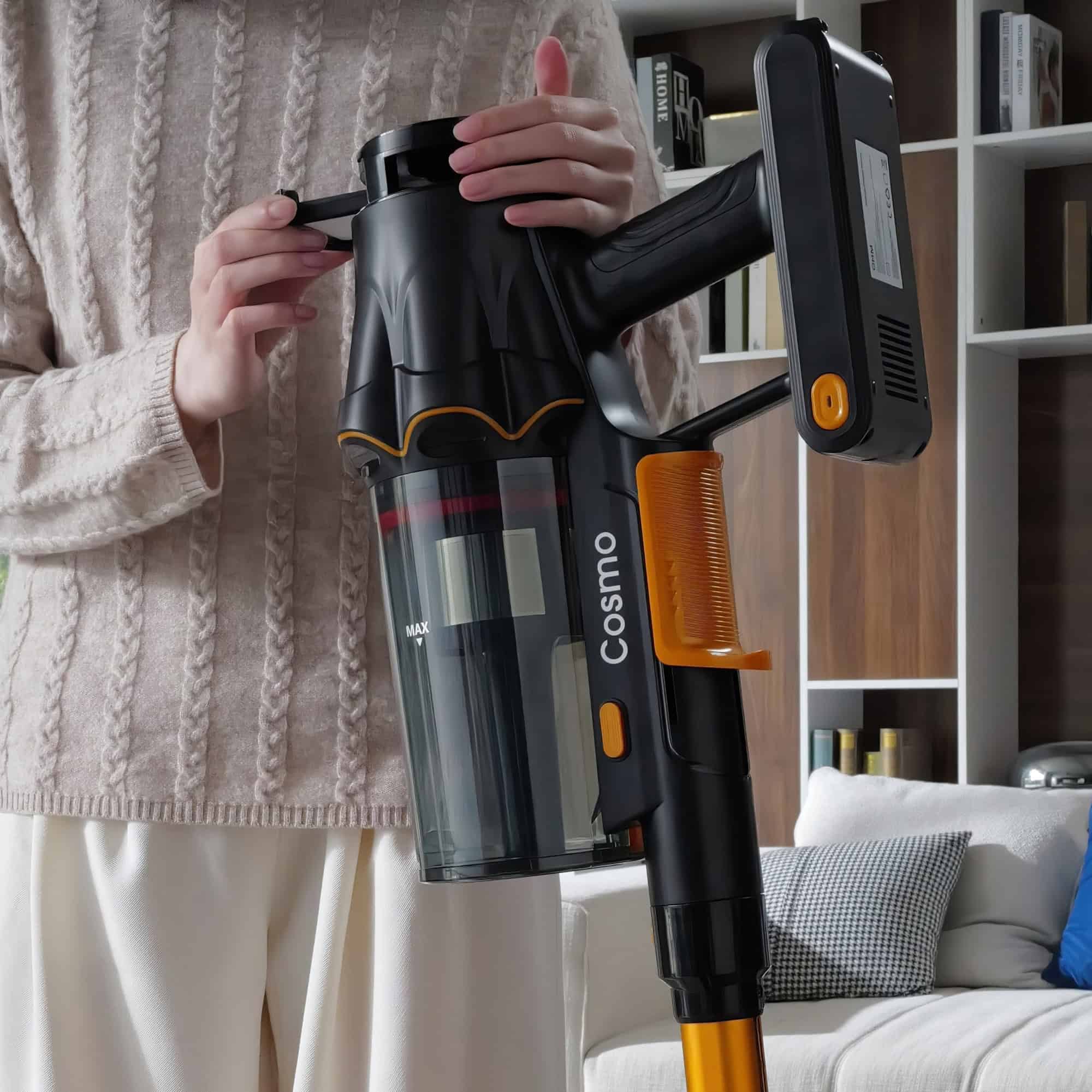 High-tech cordless vacuum cleaner with digital display for efficient cleaning.